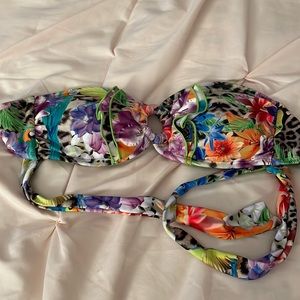 printed strapless bikini top